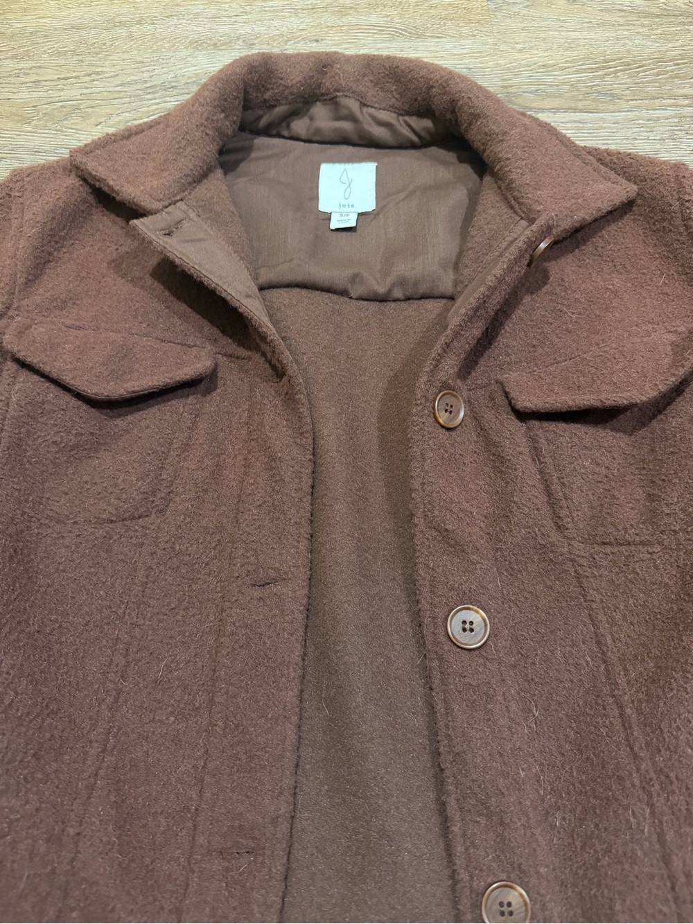 Joie Brown Cropped Shirt Jacket Small Button Front Fuzzy Brown - Picture 4 of 7
